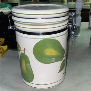 Ceramic storage canister with pear theme